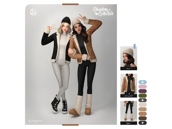 Maxis Match Beanie Medium Jacket Leggins Shearling Collection II - The Sims 4 Custom Content