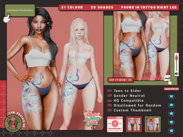 Mix US Winter Dreams V2 Tattoo - The Sims 4 Custom Content