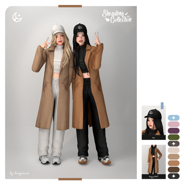 Maxis Match Cap Long Jacket Shearling Collection II by luxysims - The Sims 4 Custom Content
