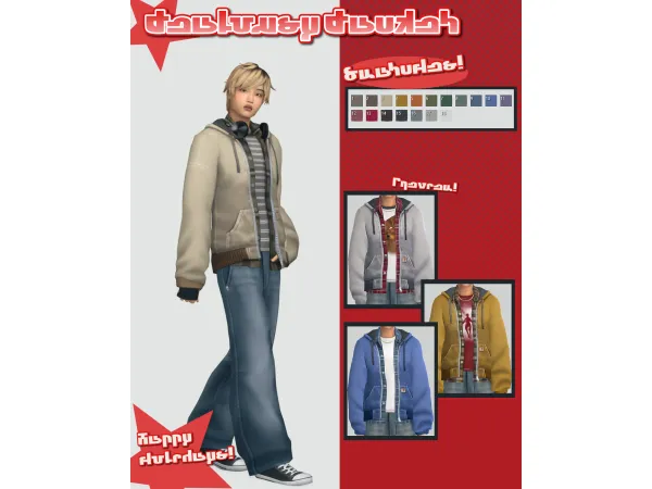 Maxis Match Jealousy Hooded Jacket by xiuminuwu - The Sims 4 Custom Content