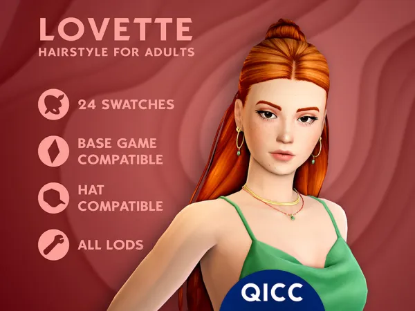 Maxis Match Lovette Hair by itsqicc - The Sims 4 Custom Content