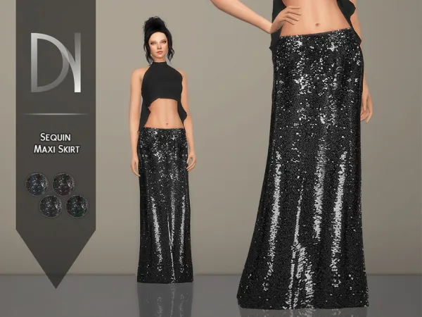 Alpha Sequin Maxi Skirt by thesimsresource - The Sims 4 Custom Content