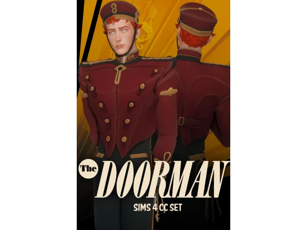 The Doorman TS4 CC Conversion - Hat, Top, Bottom, and Freckles by jessiminesims