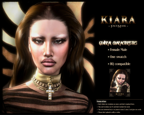 Alpha 𝐊𝐢𝐚𝐫𝐚 𝐅𝐚𝐜𝐞𝐦𝐚𝐬𝐤 by simsfinds - The Sims 4 Custom Content