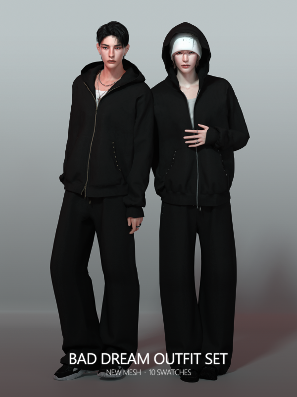 Alpha [RONA] Bad Dream Outfit Set by simsfinds - The Sims 4 Custom Content