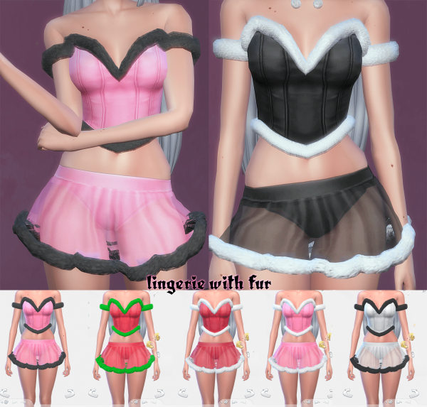 Maxis Match Lingerie with fur - The Sims 4 Custom Content