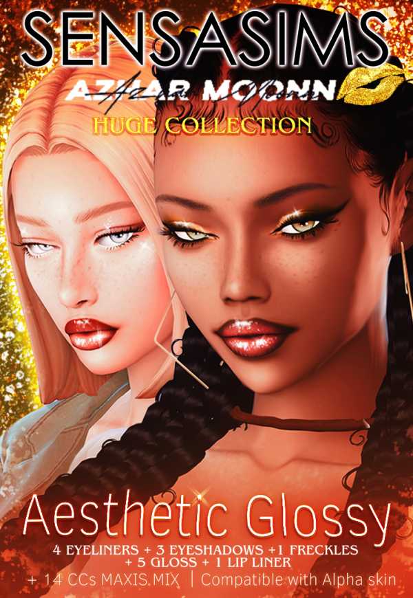 Mix AESTHETIC GLOSSY x AZHARMOONN 14 CCsMAXIS MIX by sensasims - The Sims 4 Custom Content