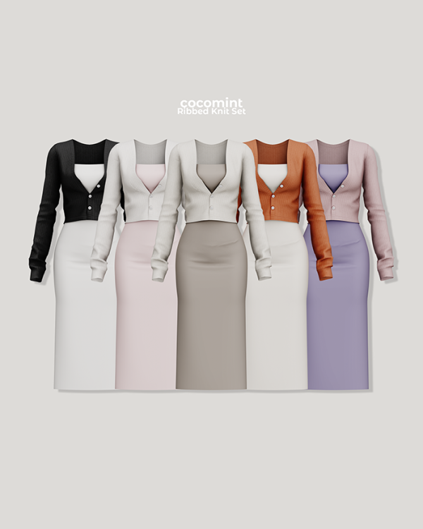 Alpha [cocomint] Ribbed Knit Set by cocomint - The Sims 4 Custom Content