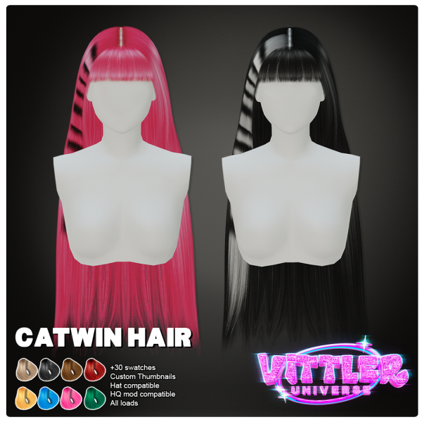 Alpha CaTwin Female Hair by simsfinds - The Sims 4 Custom Content
