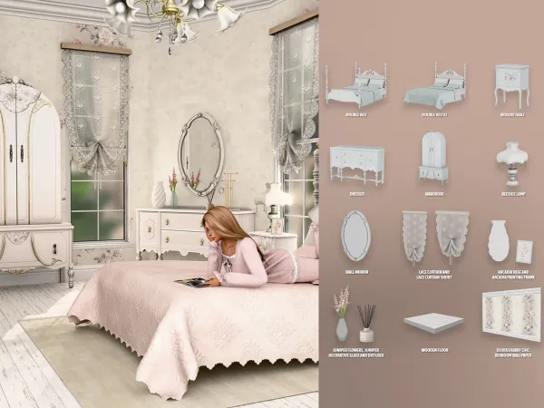 Alpha Olivia Shabby Chic Bedroom - The Sims 4 Custom Content