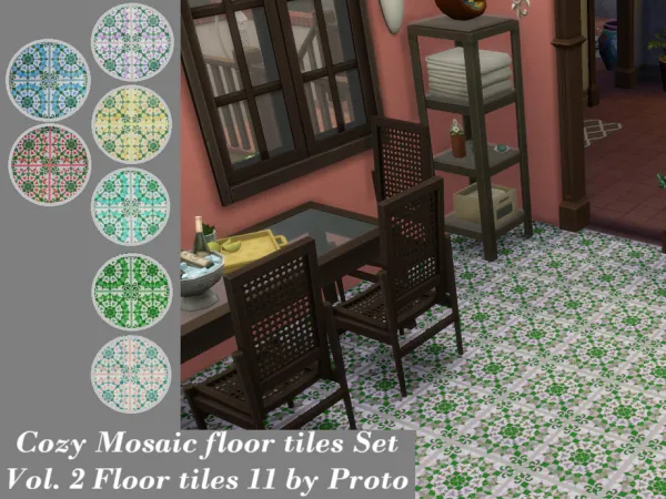 Mix Cozy Mosaic floor tiles Set Vol 2 Floor tiles 11 by thesimsresource - The Sims 4 Custom Content
