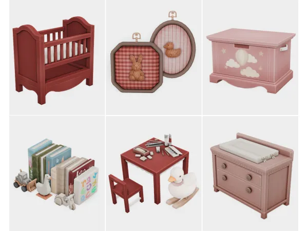 red and pink girly nursery | sims 4 cc finds by boujeesimss
