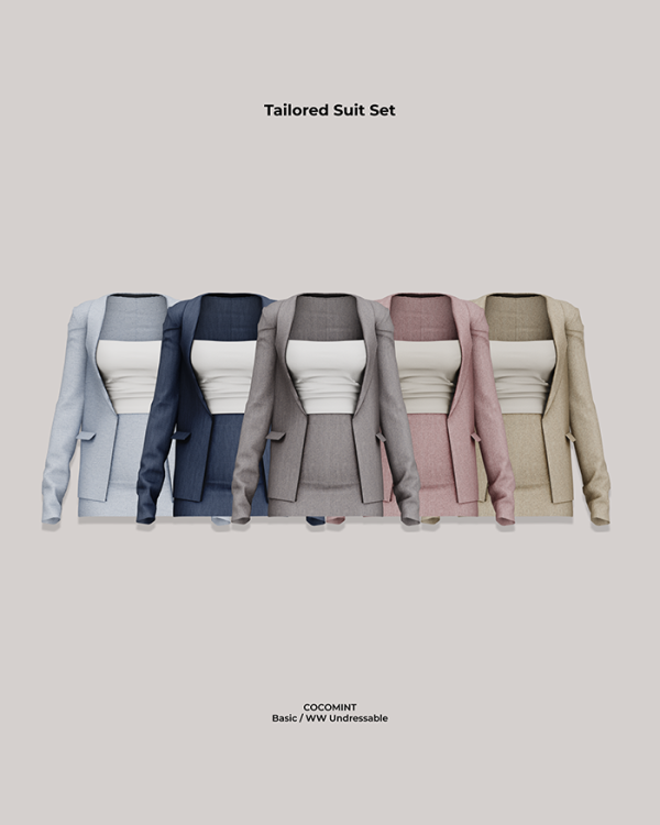 Alpha [cocomint] Tailored Suit Set by cocomint - The Sims 4 Custom Content
