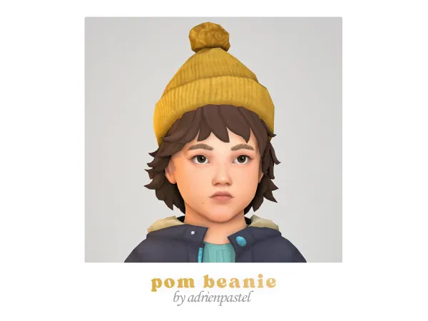 Maxis Match Rain Hat Pom Beanie by adrienpastel - The Sims 4 Custom Content