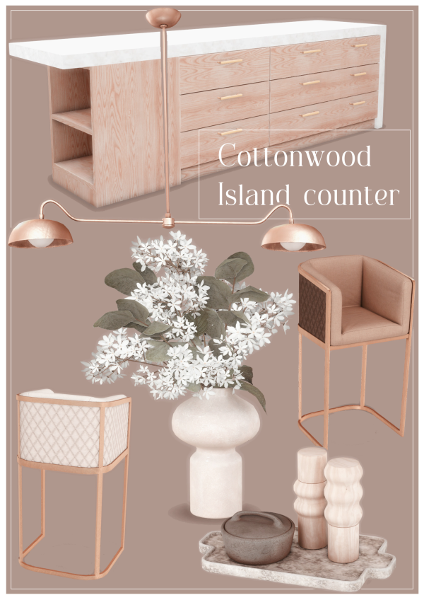 Alpha Cottonwood kitchen Island counter by simsfinds - The Sims 4 Custom Content