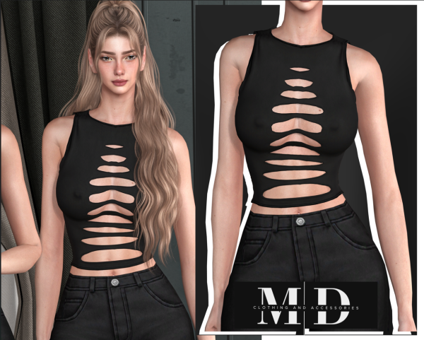 Alpha NEW 43310450277903 Women's ripped sleeveless t shirt 43310450277903 by mydarling20 - The Sims 4 Custom Content