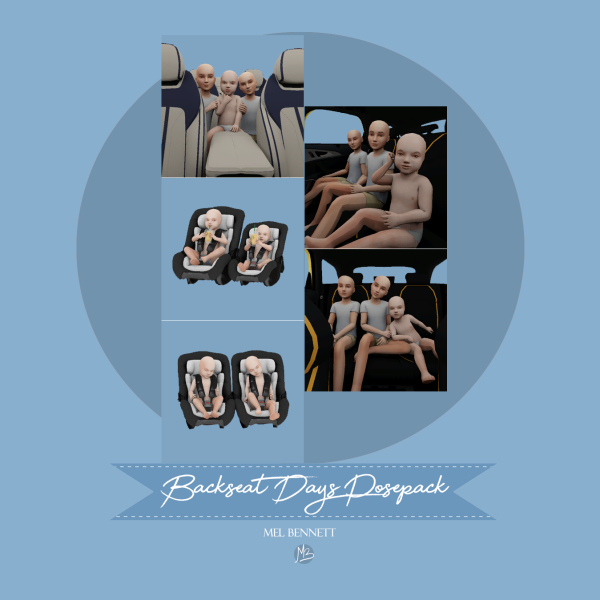 Mix Backseat Days Posepack by melbennett - The Sims 4 Custom Content