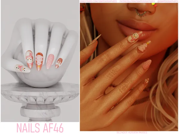Alpha Nails AF46 by simtographies - The Sims 4 Custom Content