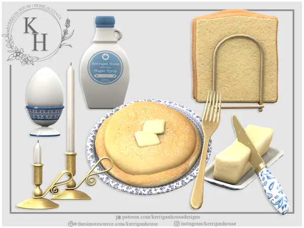 Alpha [khd] toile breakfast decor by kerriganhouse - The Sims 4 Custom Content