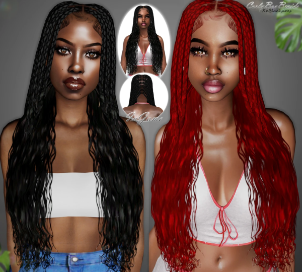 Alpha Curly Box Braids by simsfinds - The Sims 4 Custom Content