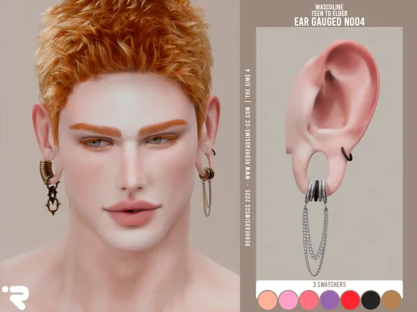 Alpha AM EAR GAUGED N004 by redheadsims - The Sims 4 custom content