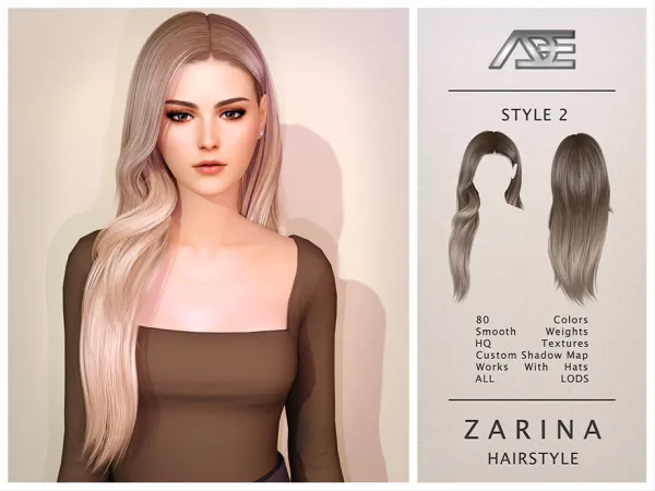 Alpha Zarina Style 2 (Hairstyle) by Ade_Darma - The Sims 4 Custom Content