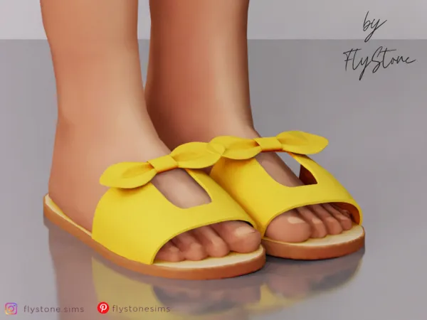 Maxis Match Child Leather Sandals With A Bow by FlyStone - The Sims 4 Custom Content