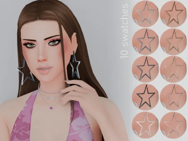 Maxis Match Star Hoop Earrings by MisfitSim_ - The Sims 4 Custom Content