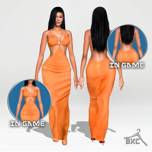 Alpha KYLIE CHROME HEARTS CUSTOM DRESS by simsfinds - The Sims 4 Custom Content