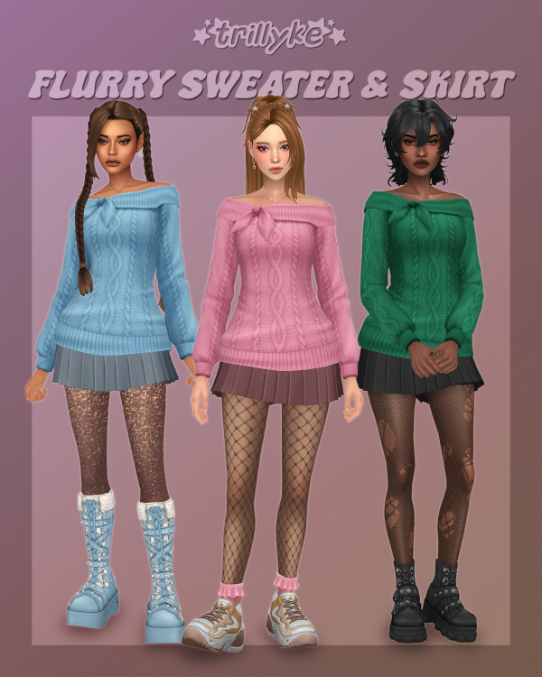 Maxis Match Flurry Sweater Skirt by simsfinds - The Sims 4 Custom Content