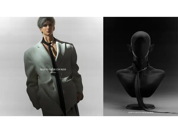 Alpha Man in Dior Choker by simsfinds - The Sims 4 Custom Content