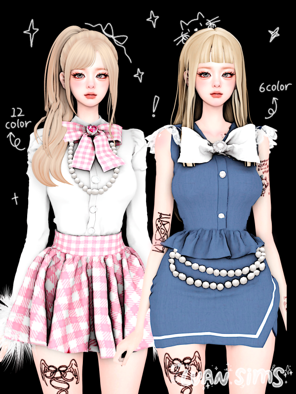 Mix [LVAN]Improved Barbie Mini Skirt A27A28 by simsfinds - The Sims 4 Custom Content