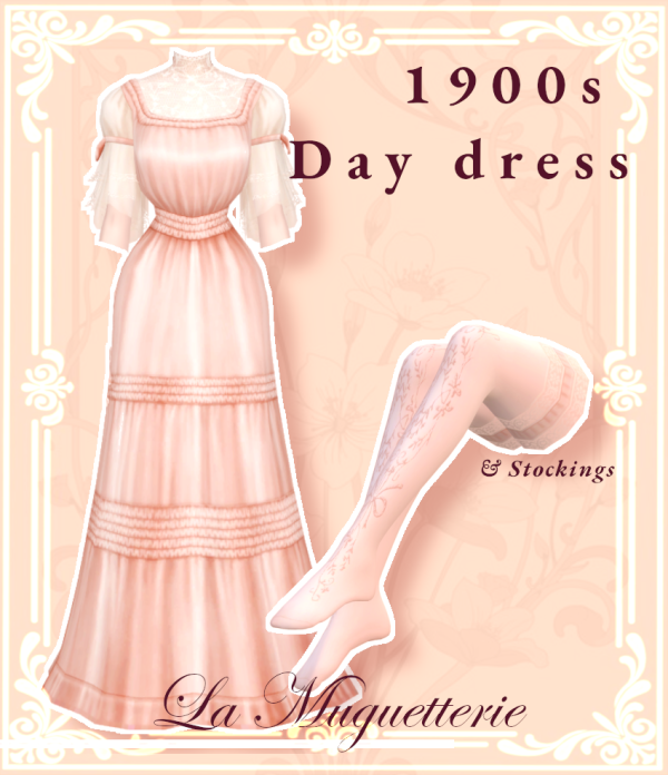 Maxis Match Edwardian Day Dress and Stockings by simsfinds - The Sims 4 Custom Content