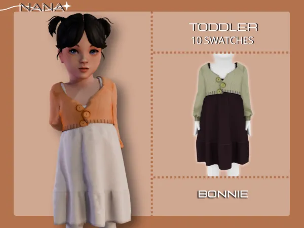 Maxis Match 7NANA (Bonnie) Dress w Cardigan by 7nana - The Sims 4 Custom Content