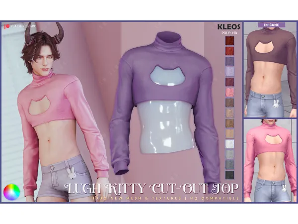 Mix PEACH Lugh Kitty Cut Out Top by simsfinds - The Sims 4 Custom Content