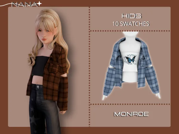 Maxis Match 7NANA (Monroe) Button Down Shirt w Top - The Sims 4 Custom Content