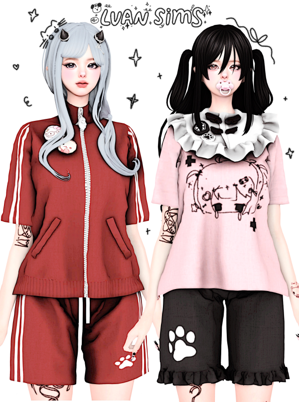 Mix [LVAN]Cat Paw Casual Set A29A30 by simsfinds - The Sims 4 Custom Content