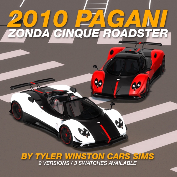 Alpha Tyler Winston Cars 2010 Pagani Zonda Cinque Roadster by tylerwcars - The Sims 4 Custom Content