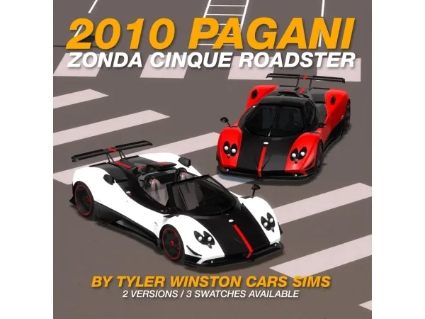 Alpha Tyler Winston Cars 2010 Pagani Zonda Cinque Roadster - The Sims 4 Custom Content