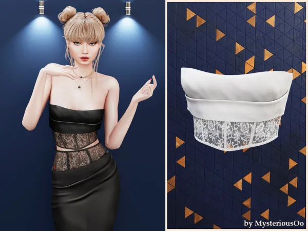 Alpha Lace panel strapless top by thesimsresource - The Sims 4 Custom Content