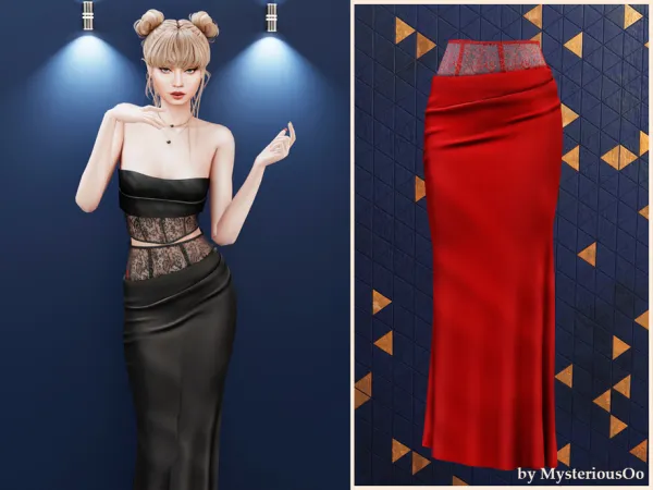 Alpha Lace insert maxi skirt by thesimsresource - The Sims 4 Custom Content