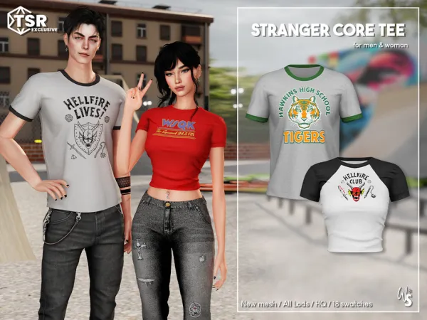 Alpha StrangerCore Tee (Set) by wisteriasims - The Sims 4 Custom Content