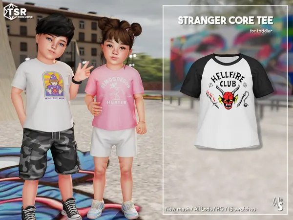 Alpha StrangerCore Tee (toddler) by wisteriasims - The Sims 4 Custom Content
