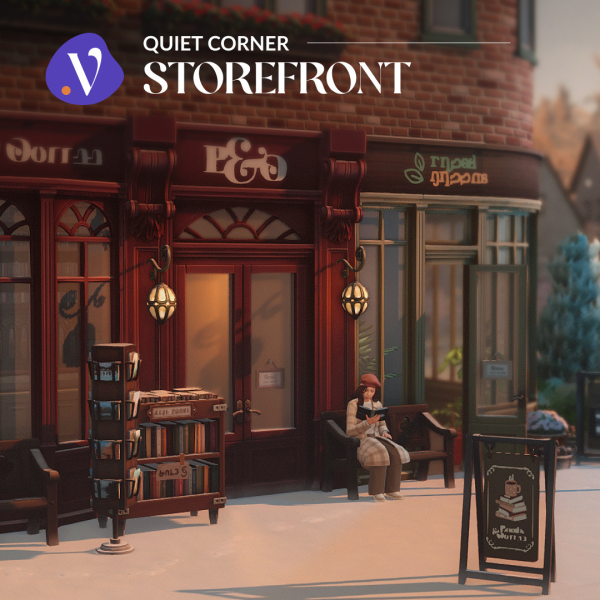 Maxis Match Quiet Corner Storefront by simsfinds - The Sims 4 Custom Content