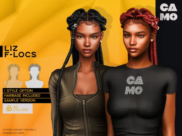 Alpha CAMO Liz F Locs (Sample) - The Sims 4 Custom Content