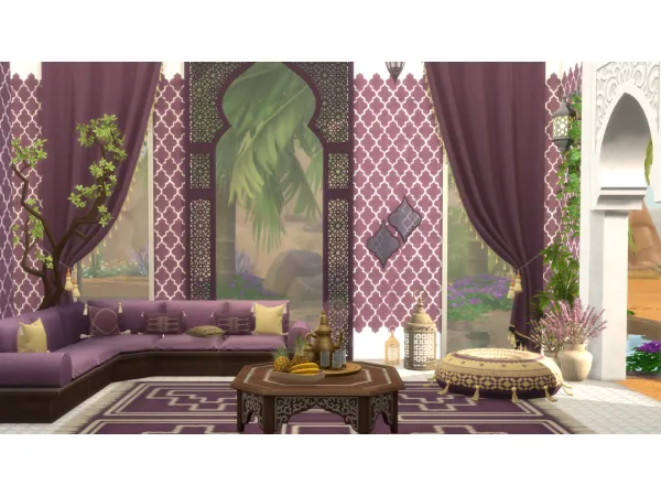 Mix Marrakesh Living Room Wallpaper by philo - The Sims 4 Custom Content
