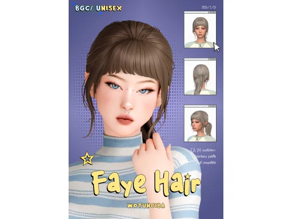 Maxis Match Faye Hair by wotunciba - The Sims 4 Custom Content