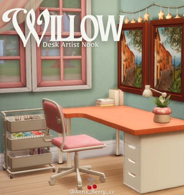 Maxis Match Willow Desk Nook by simsfinds - The Sims 4 Custom Content