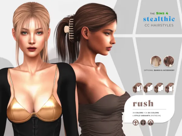 Alpha Stealthic Rush Hair by stealthic - The Sims 4 Custom Content