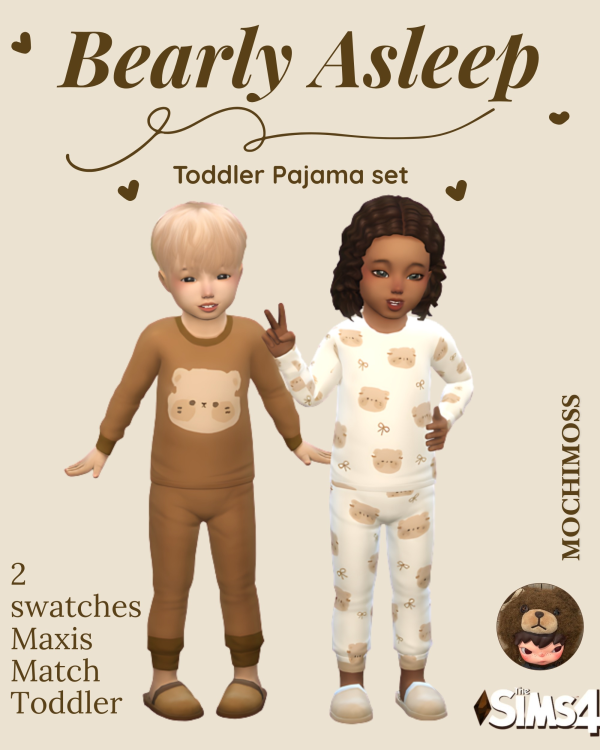 Maxis Match Bearly Asleep Pj Set by simsfinds - The Sims 4 Custom Content